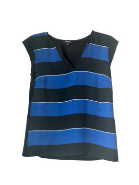 George Blue, White & Black Striped Two-Tone Blouse XS (roomy)